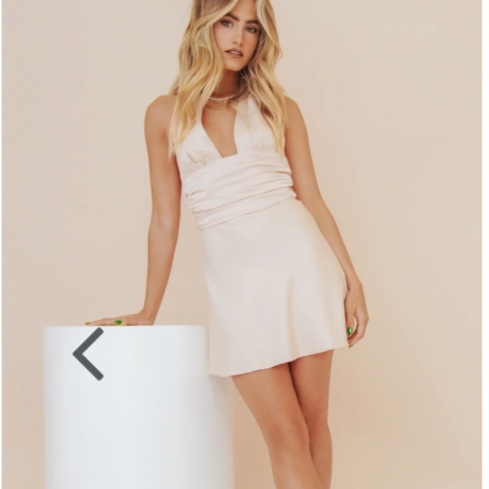 VRG GRL Paris At Midnight Bias Cut Mini Dress in WHITE AUS Size 4 (SM)
